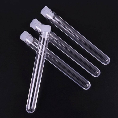 100pcs 10ML Clear Plastic Test Tube Set with Push Caps Containers Vials 12x100MM - Picture 2 of 11