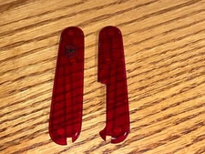 New Victorinox 91mm HANDLE / SCALE 2 Piece KIT in RUBY RED  