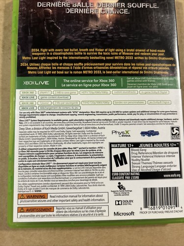 Metro: Last Light (Microsoft Xbox 360, 2013) CiB With Manual Tested Video Game - Picture 5 of 16