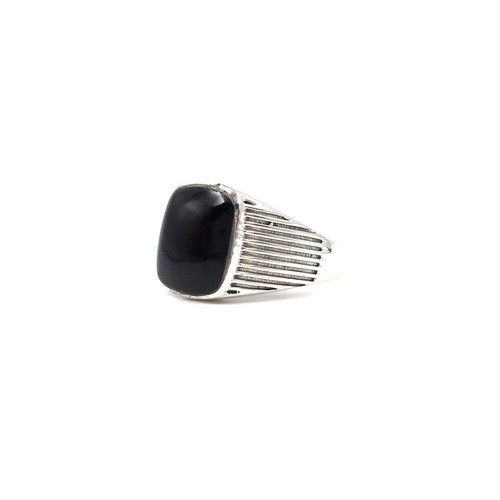 Bandring 925 Silber Ring Herren schwarzer Onyx Schmuck Siegelring 21.0mm / 66 - Bild 6 von 14