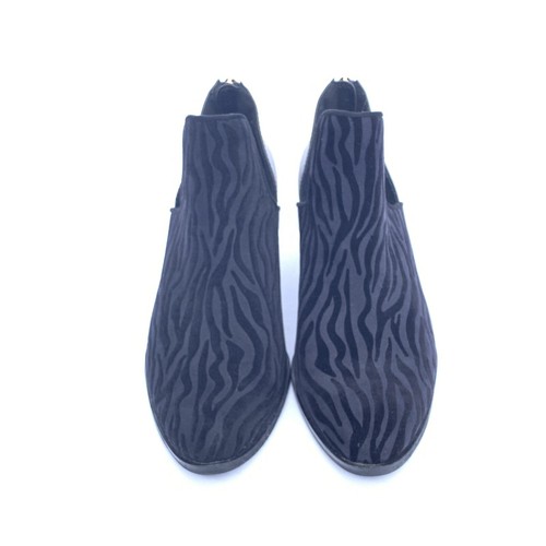 ANDREW GELLER Boots Womens 7 Black Velvet Animal Print Ankle Zip Booties Friona - Picture 3 of 12