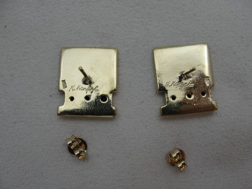 Elegante Nachlass 18K Gold Diamant & Saphir Ohrringe von Designer Nancy Karpel - Bild 7 von 10