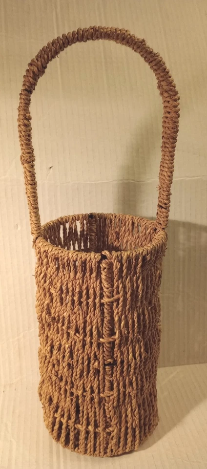 Cesta portadora para botellas de vino con mango cuerda de yute tejida cuerda cáñamo Foto 2 de 4