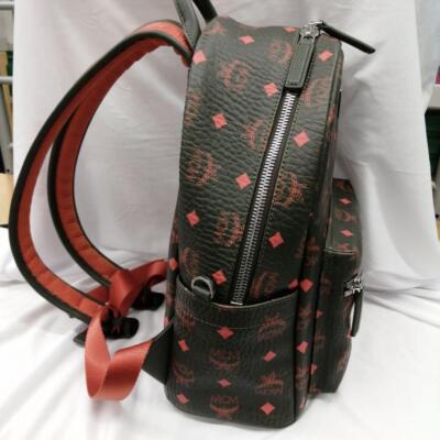 MCM Khaki Orange Backpack Visetos PVC Leather MMK9AVE97G8001 From