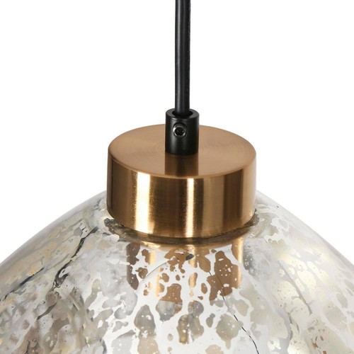 LNC Pendant 9.8" 1-Light Classic Black + Plated Brass w/ Textured Glass Shade - Picture 9 of 12