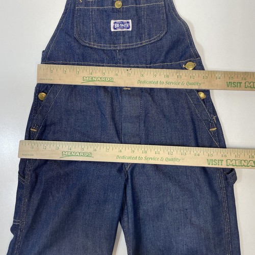 Vintage Big Smith Bib Overalls Blue Cotton Denim Youth Sz Medium 10 - Picture 9 of 10