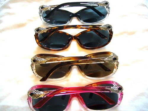 Women's Reading Sunglasses 1.5 ~ 3.0 Bifocal Rhinestones Ladies Sun Readers 861B - Picture 4 of 6