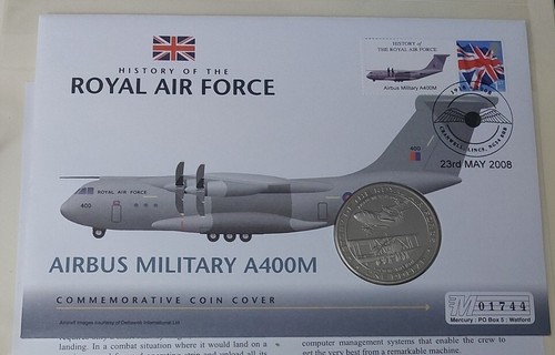 History of the Royal Air Force Airbus Military A400M Mercury coin cover - Picture 3 of 5
