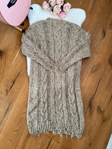 ZARA CAMEL CABLE KNIT COAT 2023. RIPPED. 6771/133 Brown size M Medium RARE - Picture 9 of 13