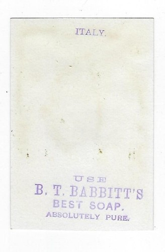 Tarjeta comercial stock c1890 ejército italiano, B.T. Jabón Babbitt's Best - Imagen 2 de 2