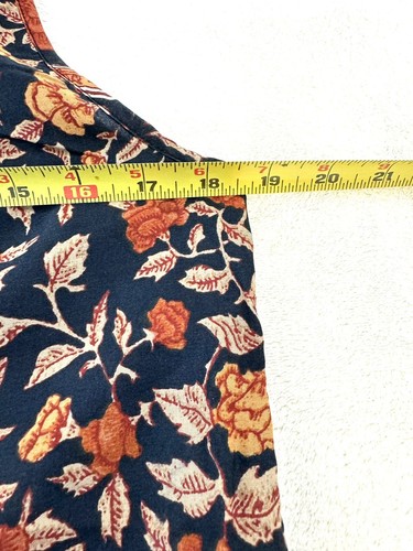 Blusa Lucky Brand Pequeña Sin Mangas Para Mujer Azul Marino Óxido Floral Corbata Frontal Usada en Excelente Condición - Imagen 9 de 9
