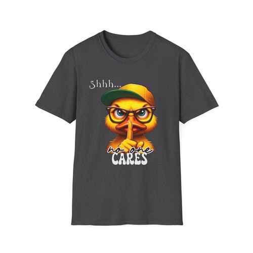 Funny Duck T shirt Graphic Print T-shirt Unisex Novelty Tee Shhh No One Cares - Picture 15 of 15