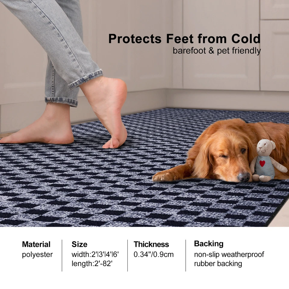 跑步地毯走廊防滑橡胶背面定制尺寸地毯门垫方格 — 第 4/4 张图片