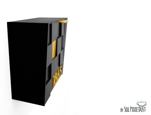 Buzón Moderno 3D con Cara 3D, Cuerpo Negro Aluminio y Números Amarillos - Tipo 1 - Imagen 6 de 12