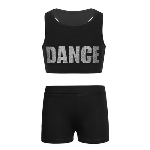 Kids Girls Dance Outfits Sports Crop Tops Booty Shorts Set Gymnastics Fitness - Picture 5 of 12
