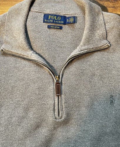 Polo Ralph Lauren Pima Cotton 1/4 Zip Sweater Pullover Mens XL Gray Pony - Picture 5 of 10