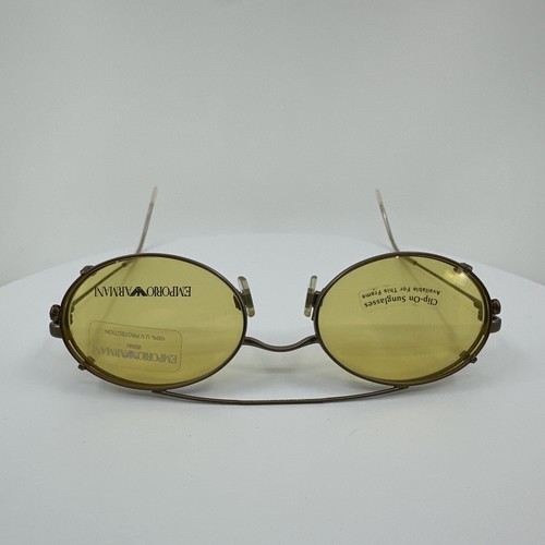 New VINTAGE Emporio Armani 138 EYEGLASSES With Clip-On C. 1217 Matte Gold 50mm - Picture 9 of 18