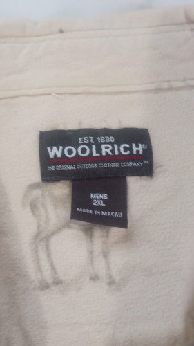 Woolrich Flannel Shirt Men's Sz 2XL Button Down Birch Deer Sketch Outdoors Cream - Picture 8 of 15