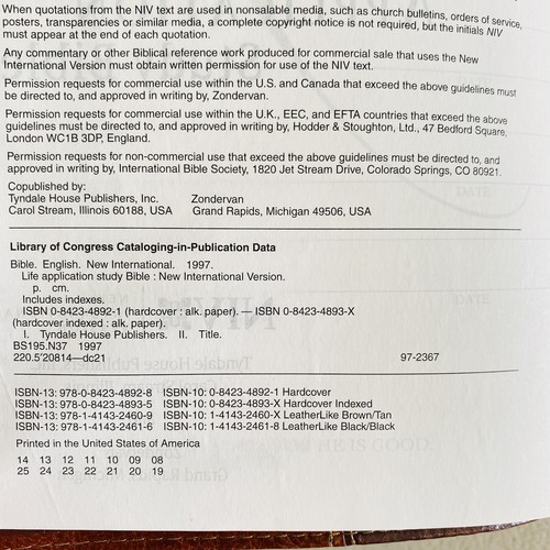 NIV  Life Application Study Bible Burgundy Bonded Leather RED LETTER - Bild 15 von 19