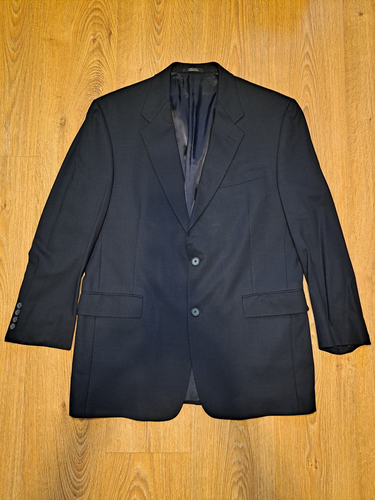 VINTAGE Hart Schaffner Marx 2 Piece Suit Mens 44R Pants 34x30 Black Wool USA - Picture 2 of 17