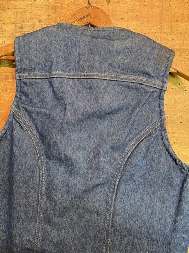 VTG 70s 80s Wrangler Denim Vest M Blue Sherpa Lined Western Wear DEAD STOCK NOS - Picture 11 of 13