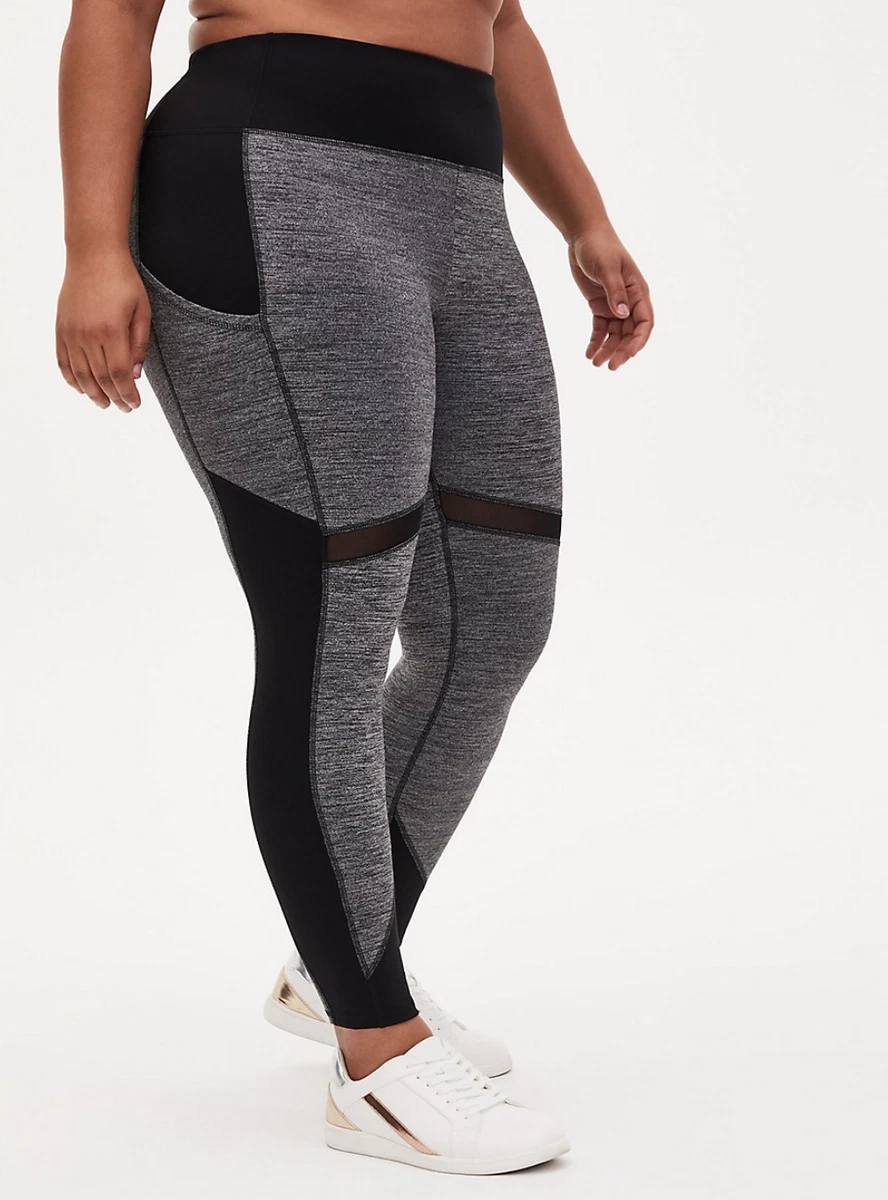 TORRID WOMEN S BLACK GRAY SPACE DYE POCKETS ACTIVE LEGGINGS PLUS Sz 0