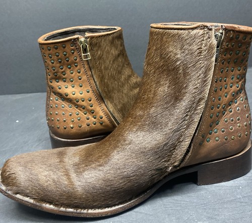 Marco Deli Men’s Boots EU 42 USA 9 Brown Zip Ankle Boots - Picture 6 of 23