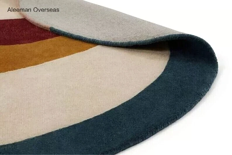 Multicolor Irregular Shape Hand Tufted 100% Wool Beautiful Area Rugs For Bedroom - Image 2 of 4