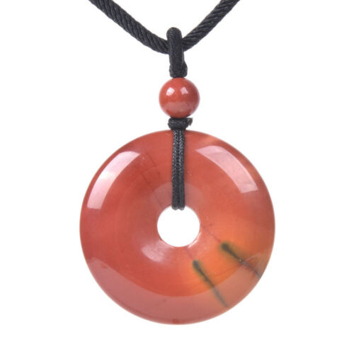 Gemstone 30mm Donut Beads Reiki Chakra Pendant Necklace Handmade Jewelry 22 Inch - Picture 154 of 331