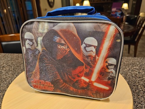 Star Wars Kylo Ren Vintage School Insulated Black & Blue Lunch Box Zipper - Picture 2 of 16