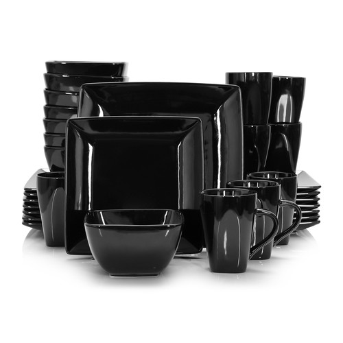 Juego de vajilla negra vancasso SOHO juego de platos de porcelana vajilla cuadrada - Imagen 19 de 20
