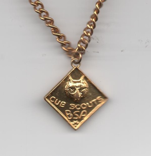 Cravatta Cub Scout Leader, clip in metallo tono oro, catena, emblema lupo, quasi come nuova! - Foto 2 di 3