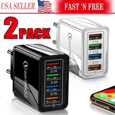 2x 4 Port Fast Quick Charge QC 3.0 USB Hub Wall Home Charger Power Adapter Plug