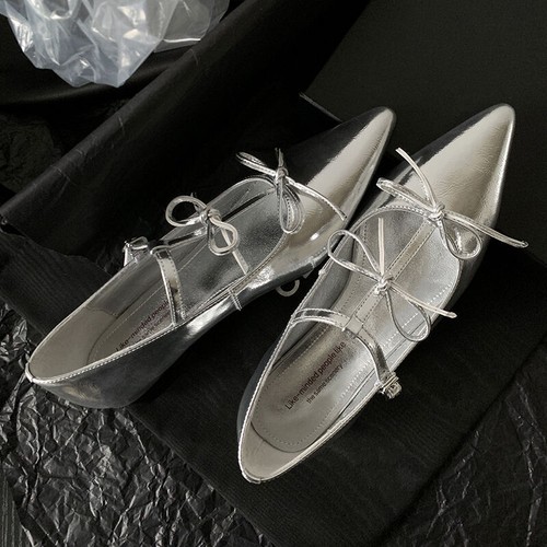 Damenschuhe spitz zulaufend Schleife Schnalle niedriger Blockabsatz Pumps T-Riemen Größe - Bild 19 von 27