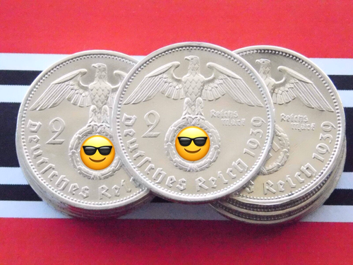 GERMANY 2 REICHSMARK 1939 A HINDENBURG Silver Coin Third Reich Genuine WW2 Mark - Picture 2 of 2