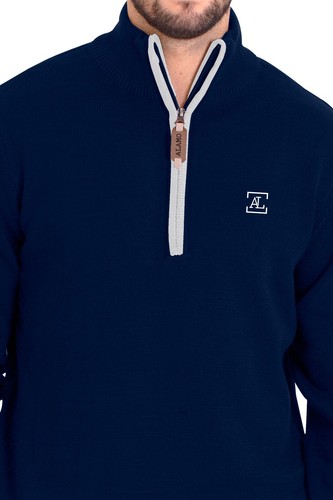 Suéter de punto informal con media cremallera para hombre Troyer cuello color liso S-XXL - Imagen 30 de 34