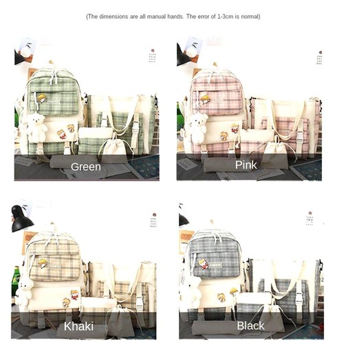 5pcs/set Backpack Large Capacity Pencil Case Funny Schoolbag Student - Picture 2 of 16