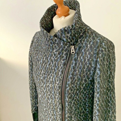 Winter Wool Coat Black Jacket Parka Lined High Neck Leather 10UK/6US RRP£90 BNWT - Picture 4 of 12
