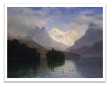 Albert Bierstadt MOUNTAIN SCENE 1867 Vintage Painting 17x22" Premium Art Print