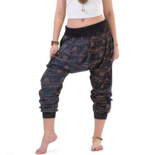 Pantaloni My Thai: Patchwork Harem Capri Baggy Boho Hippie Pantaloni Aladdin Shorts - Foto 17 di 31