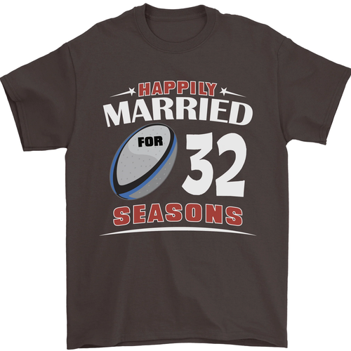 32 Year Wedding Anniversary 32nd Rugby Mens T-Shirt 100% Cotton - Picture 38 of 110