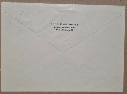 KARL HOFER eigenhändiger Original Brief handsigniert mit Umschlag 1954 Berlin - Bild 6 von 8