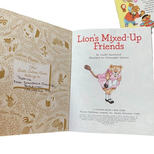 Little Golden Books Vtg Lot 3 Things In My House Whispering Rabbit Lion’s Friend - Picture 3 of 4