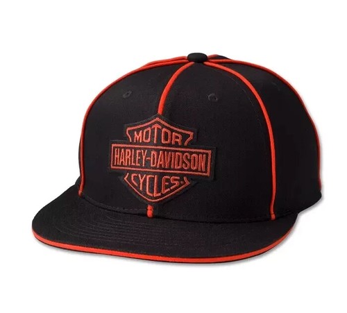 NEW HARLEY DAVIDSON 97743-23VM MEN'S SMALL B&S BLACK WOVEN FITTED BB CAP 7-1/8 - Picture 2 of 7