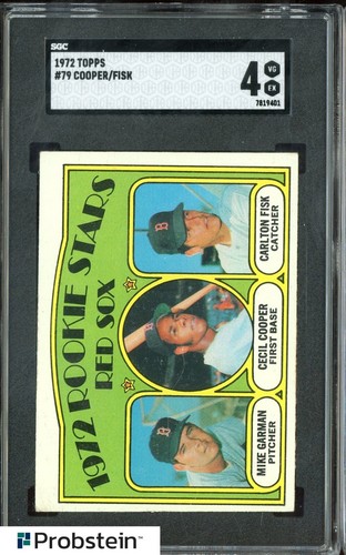1972 Topps #79 Rookies Stars w/ Cecil Cooper Carlton Fisk RC Rookie HOF SGC 4