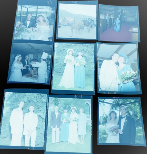 #22 Lot 99 Vtg COLOR Snapshot Photo NEGATIVES Family WEDDING Party Ceremony - Picture 13 of 19