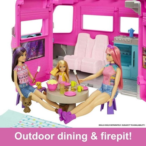 Barbie Muñeca DreamCamper Van Juego con Mascotas Piscina Tobogán 60 Accesorios Juguete Juego - Imagen 20 de 24