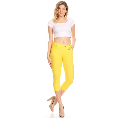 Women's 5 Pocket Capri Jeggings Stretchy Pants Jeans Leggings Plus Size Included - Picture 149 of 154