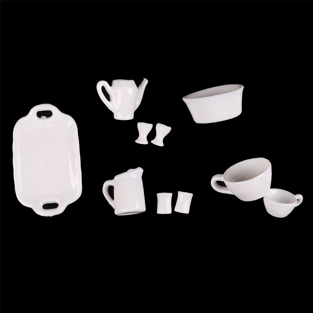 10pcs 1//12 Dollhouse Miniature Kitchen Toy Tray Cup Dish Tableware Set Toy Gh