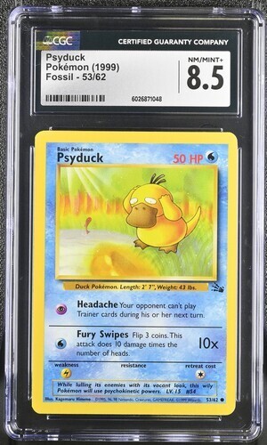 1999 Pokemon Fossil Psyduck #53 CGC 8.5 NM/MINT+ #53 Graded 53/62